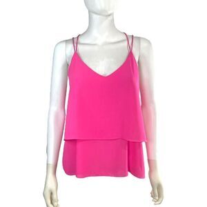Love Marks Tiered Pink Sleeveless Spaghetti Strap Blouse Tank Top Women’s M